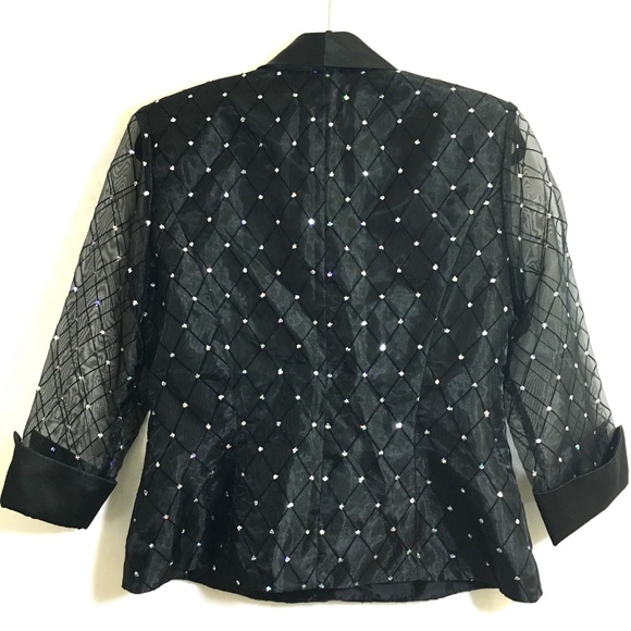 R & M Collections Black Jeweled Blazer Sz 10 - Picture 6 of 8